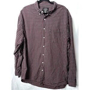 Ralph Lauren Mens Size 3XLT Maroon Black White Check Long Sleeve Button Up Shirt